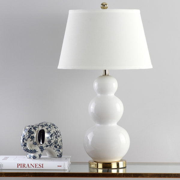 Safavieh PAMELA Triple Gourd Ceramic Lamp in Soft White – Sculptural Elegance for Modern Interiors & Lighting LIT4095A-SET2
