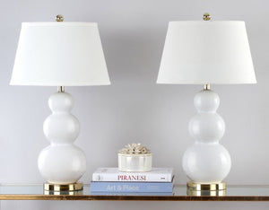 Safavieh PAMELA Triple Gourd Ceramic Lamp in Soft White – Sculptural Elegance for Modern Interiors & Lighting LIT4095A-SET2
