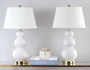 Safavieh PAMELA Triple Gourd Ceramic Lamp in Soft White – Sculptural Elegance for Modern Interiors & Lighting LIT4095A-SET2