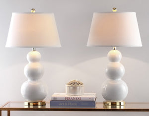 Safavieh PAMELA Triple Gourd Ceramic Lamp in Soft White – Sculptural Elegance for Modern Interiors & Lighting LIT4095A-SET2