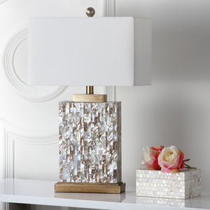 Safavieh TORY Shell Lamp - Elegant 24.5" Coastal Accent with Cream Geneva Shade for Warm Ambiance & Style LIT4107A-SET2