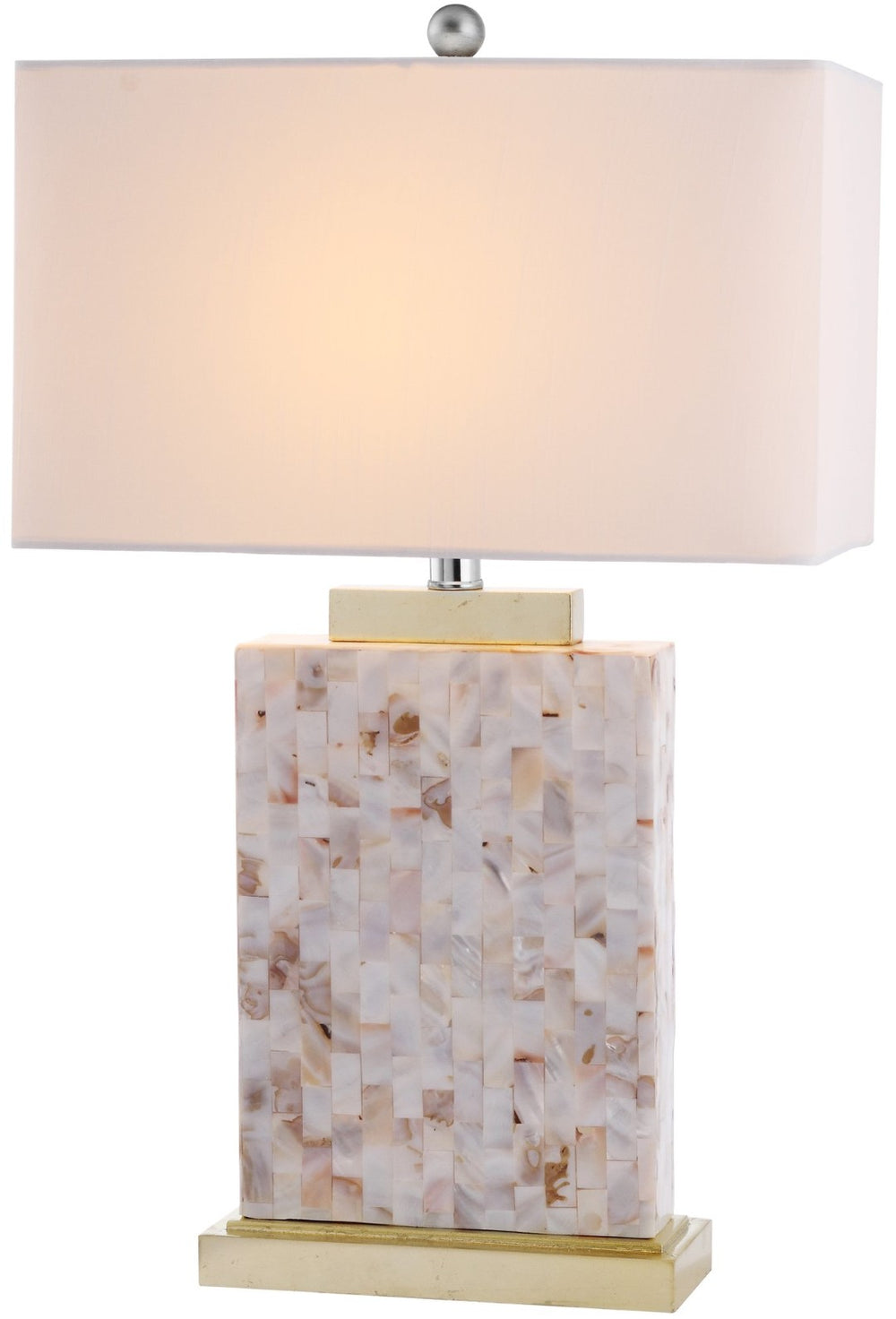 Safavieh TORY Shell Lamp - Elegant 24.5" Coastal Accent with Cream Geneva Shade for Warm Ambiance & Style LIT4107A-SET2
