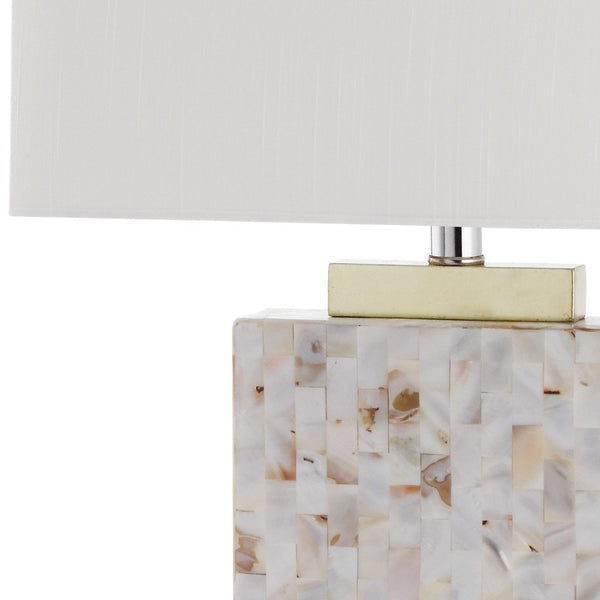 Safavieh TORY Shell Lamp - Elegant 24.5" Coastal Accent with Cream Geneva Shade for Warm Ambiance & Style LIT4107A-SET2