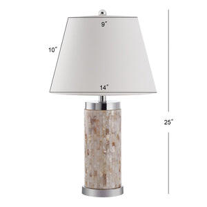 Safavieh 25" Coastal Shell Table Lamp with Cream Linen Shade - Elegant Accent for Any Room Decor LIT4110A-SET2