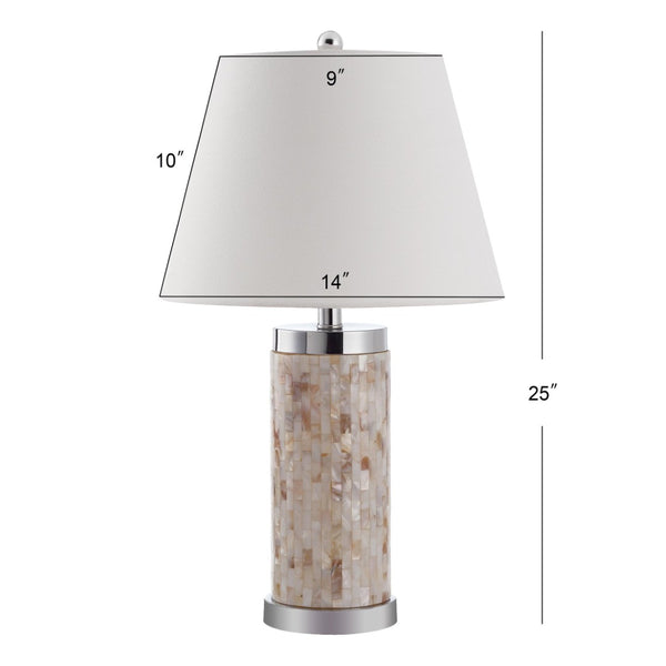 Safavieh 25" Coastal Shell Table Lamp with Cream Linen Shade - Elegant Accent for Any Room Decor LIT4110A-SET2