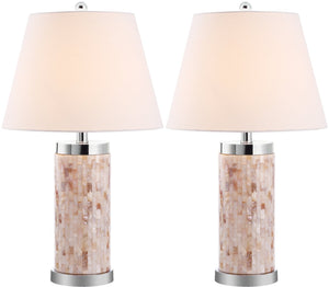 Safavieh 25" Coastal Shell Table Lamp with Cream Linen Shade - Elegant Accent for Any Room Decor LIT4110A-SET2
