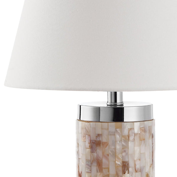 Safavieh 25" Coastal Shell Table Lamp with Cream Linen Shade - Elegant Accent for Any Room Decor LIT4110A-SET2