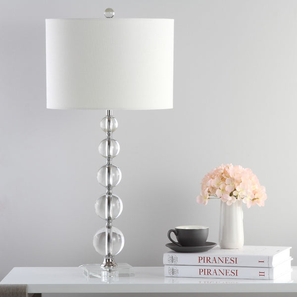 Safavieh LIAM STACKED Crystal Table Lamp Set of 2 - Elegant Illumination for Modern and Classic Spaces Clear / White LIT4112A-SET2