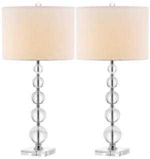 Safavieh Liam Stacked Crystal Ball Lamp - Elegant Clear Base With White Shade For Modern Home Décor Brightness Clear ,White Crystal Lit4112a
