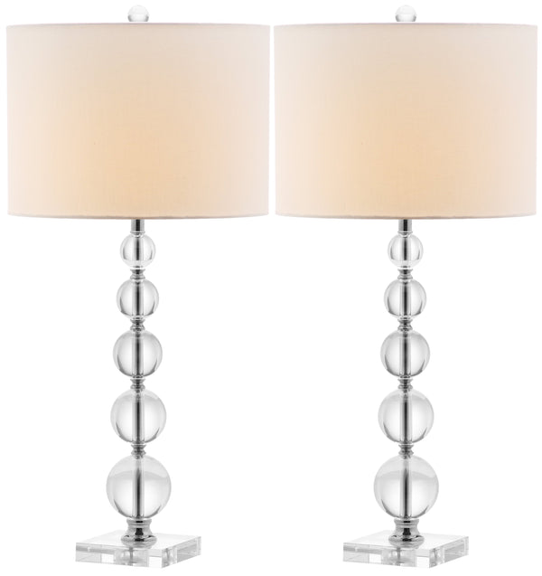 Safavieh Liam Stacked Crystal Ball Lamp - Elegant Clear Base With White Shade For Modern Home Décor Brightness Clear ,White Crystal Lit4112a