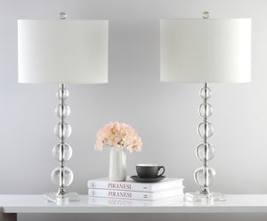 Safavieh LIAM STACKED Crystal Table Lamp Set of 2 - Elegant Illumination for Modern and Classic Spaces Clear / White LIT4112A-SET2