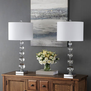 Safavieh LIAM STACKED Crystal Table Lamp Set of 2 - Elegant Illumination for Modern and Classic Spaces Clear / White LIT4112A-SET2