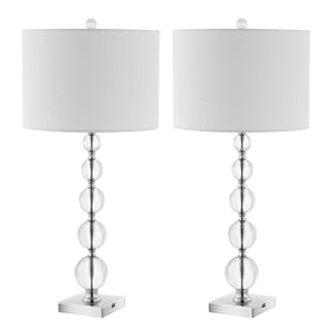 Safavieh LIAM STACKED Crystal Table Lamp Set of 2 - Elegant Illumination for Modern and Classic Spaces Clear / White LIT4112A-SET2