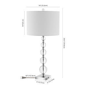 Safavieh LIAM STACKED Crystal Table Lamp Set of 2 - Elegant Illumination for Modern and Classic Spaces Clear / White LIT4112A-SET2