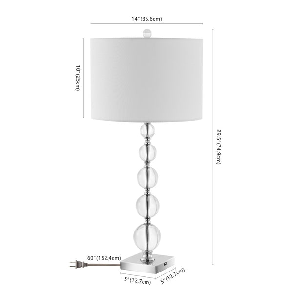 Safavieh LIAM STACKED Crystal Table Lamp Set of 2 - Elegant Illumination for Modern and Classic Spaces Clear / White LIT4112A-SET2