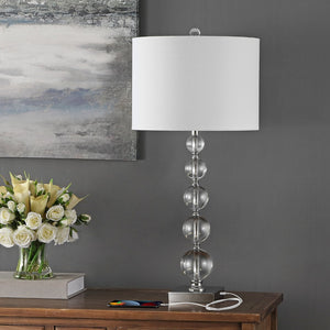 Safavieh LIAM STACKED Crystal Table Lamp Set of 2 - Elegant Illumination for Modern and Classic Spaces Clear / White LIT4112A-SET2