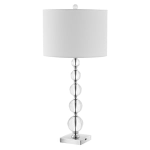 Safavieh LIAM STACKED Crystal Table Lamp Set of 2 - Elegant Illumination for Modern and Classic Spaces Clear / White LIT4112A-SET2