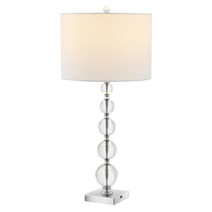 Safavieh LIAM STACKED Crystal Table Lamp Set of 2 - Elegant Illumination for Modern and Classic Spaces Clear / White LIT4112A-SET2