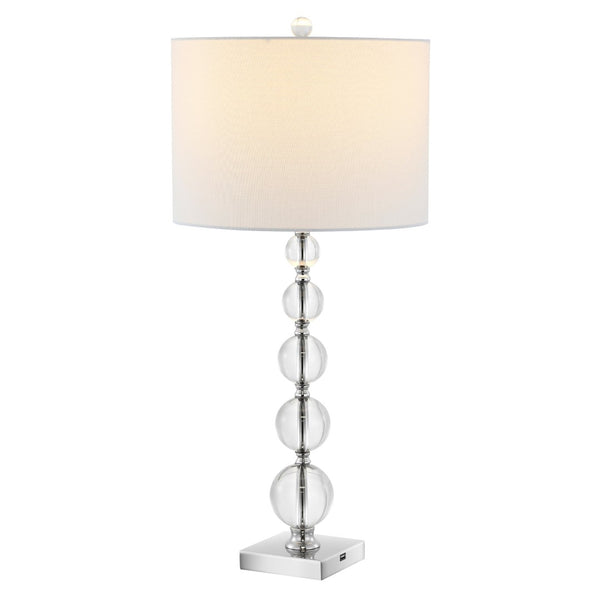 Safavieh LIAM STACKED Crystal Table Lamp Set of 2 - Elegant Illumination for Modern and Classic Spaces Clear / White LIT4112A-SET2