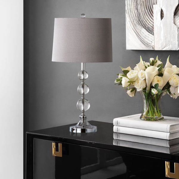 Safavieh KEEVA, Elegant Crystal Table Lamp Set of 2, 26-Inch Modern Lighting for Living Rooms & Offices Clear / Grey LIT4113A-SET2