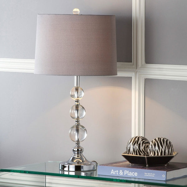 Safavieh KEEVA, Elegant Crystal Table Lamp Set of 2, 26-Inch Modern Lighting for Living Rooms & Offices Clear / Grey LIT4113A-SET2