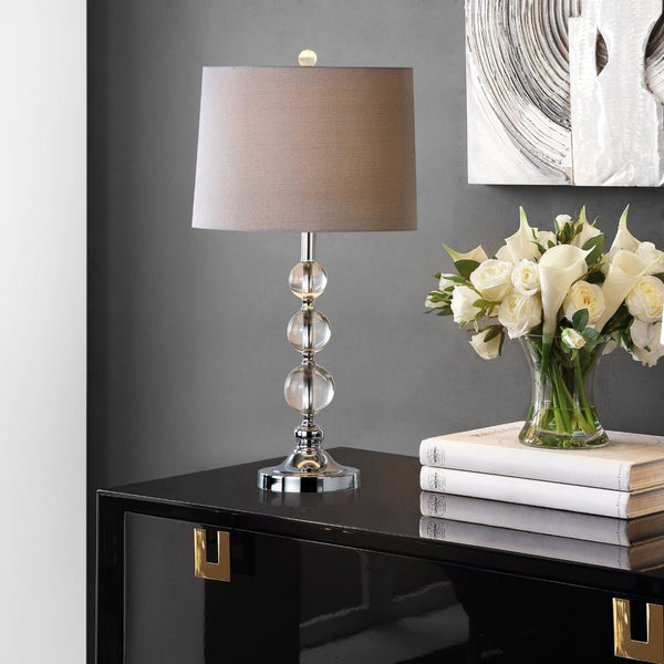 Safavieh KEEVA, Elegant Crystal Table Lamp Set of 2, 26-Inch Modern Lighting for Living Rooms & Offices Clear / Grey LIT4113A-SET2