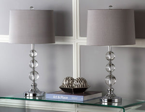Safavieh KEEVA, Elegant Crystal Table Lamp Set of 2, 26-Inch Modern Lighting for Living Rooms & Offices Clear / Grey LIT4113A-SET2