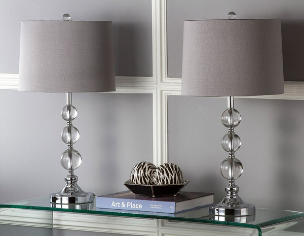 Safavieh KEEVA, Elegant Crystal Table Lamp Set of 2, 26-Inch Modern Lighting for Living Rooms & Offices Clear / Grey LIT4113A-SET2