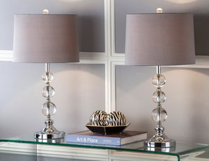Safavieh KEEVA, Elegant Crystal Table Lamp Set of 2, 26-Inch Modern Lighting for Living Rooms & Offices Clear / Grey LIT4113A-SET2