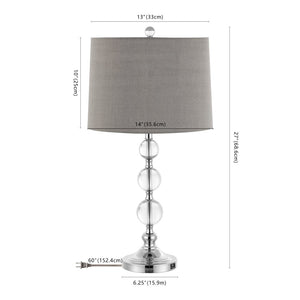Safavieh KEEVA, Elegant Crystal Table Lamp Set of 2, 26-Inch Modern Lighting for Living Rooms & Offices Clear / Grey LIT4113A-SET2