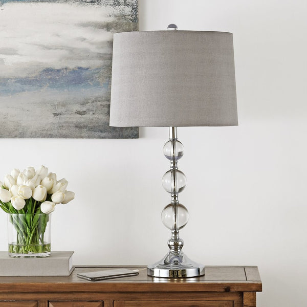 Safavieh KEEVA, Elegant Crystal Table Lamp Set of 2, 26-Inch Modern Lighting for Living Rooms & Offices Clear / Grey LIT4113A-SET2