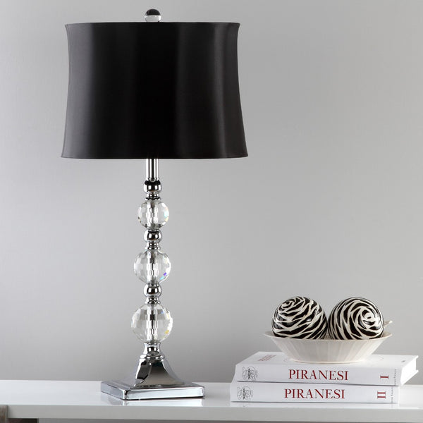 Safavieh MAEVE, Elegant 28-Inch Clear Crystal Table Lamp Set of 2 with Black & Blue Accents for Chic Decor LIT4114A-SET2