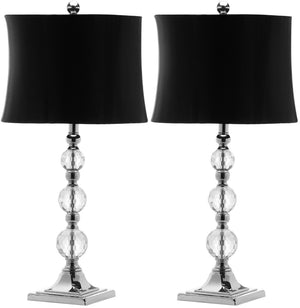 Safavieh MAEVE, Elegant 28-Inch Clear Crystal Table Lamp Set of 2 with Black & Blue Accents for Chic Decor LIT4114A-SET2