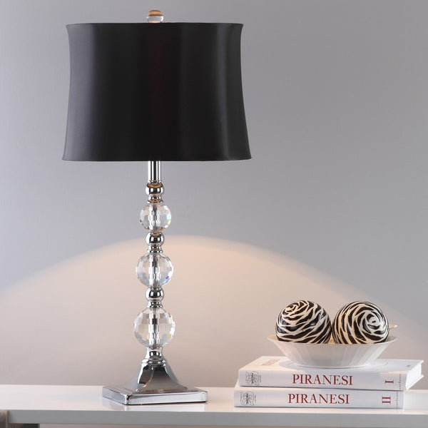 Safavieh MAEVE, Elegant 28-Inch Clear Crystal Table Lamp Set of 2 with Black & Blue Accents for Chic Decor LIT4114A-SET2