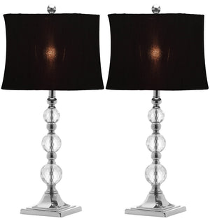 Safavieh MAEVE, Elegant 28-Inch Clear Crystal Table Lamp Set of 2 with Black & Blue Accents for Chic Decor LIT4114A-SET2
