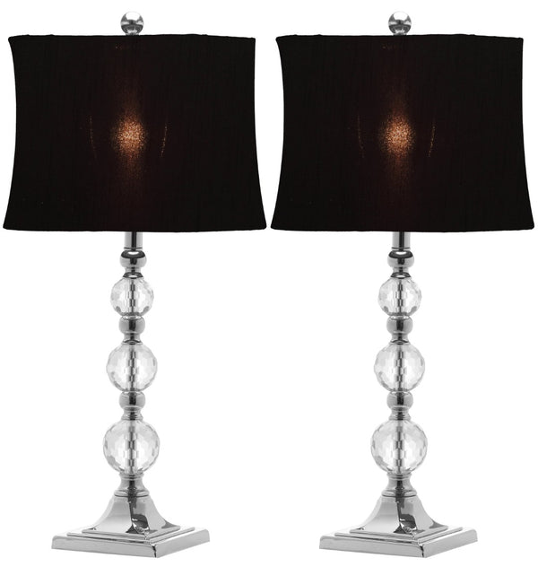 Safavieh MAEVE, Elegant 28-Inch Clear Crystal Table Lamp Set of 2 with Black & Blue Accents for Chic Decor LIT4114A-SET2