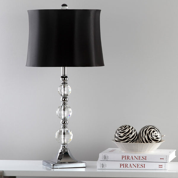 Safavieh MAEVE, Elegant 28-Inch Clear Crystal Table Lamp Set of 2 with Black & Blue Accents for Chic Decor LIT4114A-SET2
