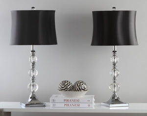 Safavieh MAEVE, Elegant 28-Inch Clear Crystal Table Lamp Set of 2 with Black & Blue Accents for Chic Decor LIT4114A-SET2