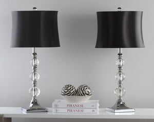Safavieh MAEVE, Elegant 28-Inch Clear Crystal Table Lamp Set of 2 with Black & Blue Accents for Chic Decor LIT4114A-SET2