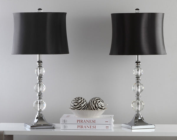 Safavieh MAEVE, Elegant 28-Inch Clear Crystal Table Lamp Set of 2 with Black & Blue Accents for Chic Decor LIT4114A-SET2