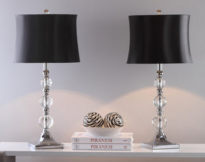 Safavieh MAEVE, Elegant 28-Inch Clear Crystal Table Lamp Set of 2 with Black & Blue Accents for Chic Decor LIT4114A-SET2