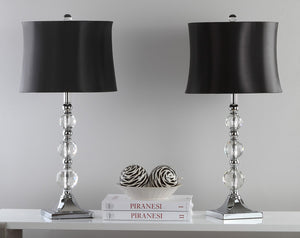 Safavieh MAEVE, Elegant 28-Inch Clear Crystal Table Lamp Set of 2 with Black & Blue Accents for Chic Decor LIT4114A-SET2