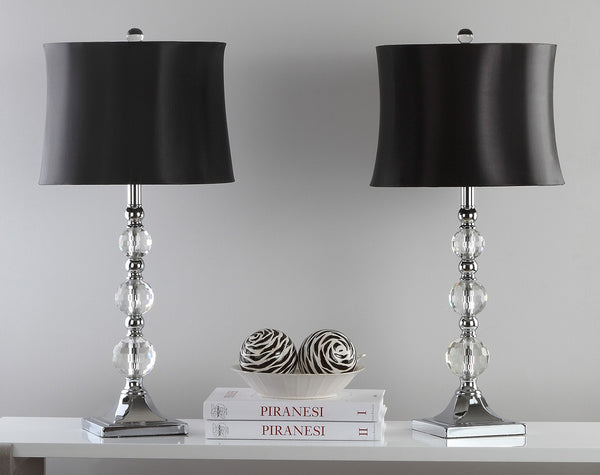 Safavieh MAEVE, Elegant 28-Inch Clear Crystal Table Lamp Set of 2 with Black & Blue Accents for Chic Decor LIT4114A-SET2