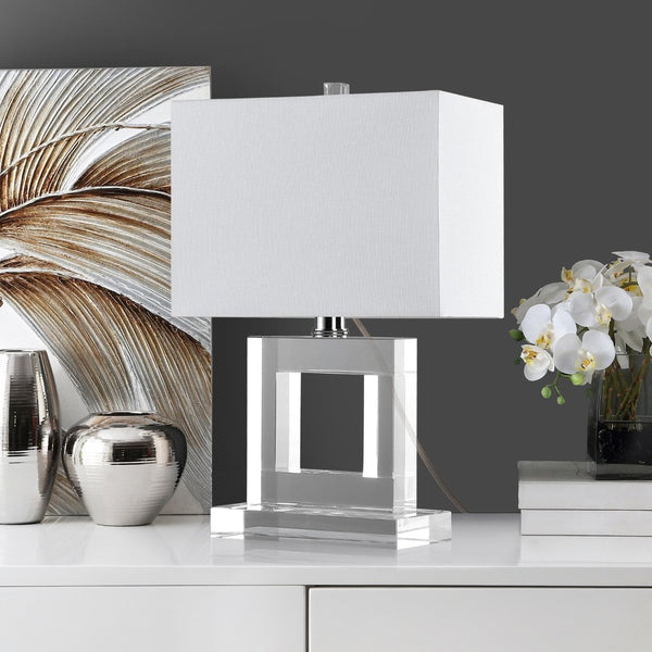 Safavieh TOWN Square Crystal Ball Lamp - Chic Clear Base & White Shade for Modern Elegance in Any Room LIT4115A