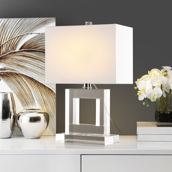 Safavieh TOWN Square Crystal Ball Lamp - Chic Clear Base & White Shade for Modern Elegance in Any Room LIT4115A