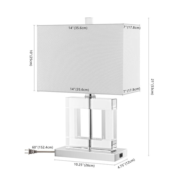 Safavieh TOWN Square Crystal Ball Lamp - Chic Clear Base & White Shade for Modern Elegance in Any Room LIT4115A