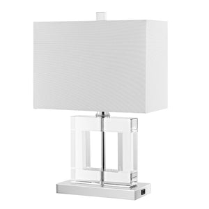 Safavieh TOWN Square Crystal Ball Lamp - Chic Clear Base & White Shade for Modern Elegance in Any Room LIT4115A