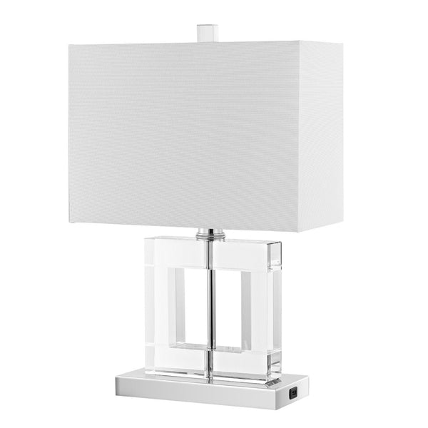 Safavieh TOWN Square Crystal Ball Lamp - Chic Clear Base & White Shade for Modern Elegance in Any Room LIT4115A
