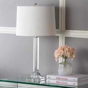 Safavieh TYRONE Crystal Column Lamp - Elegant Clear Base with Cream Shade for Timeless Home Illumination LIT4116A-SET2