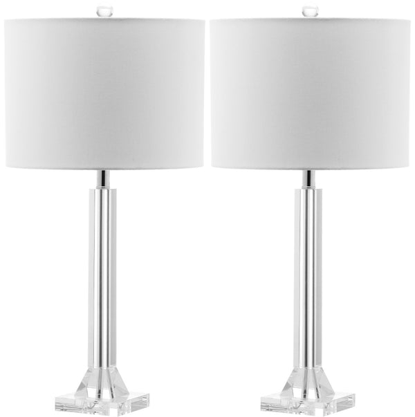 Safavieh TYRONE Crystal Column Lamp - Elegant Clear Base with Cream Shade for Timeless Home Illumination LIT4116A-SET2